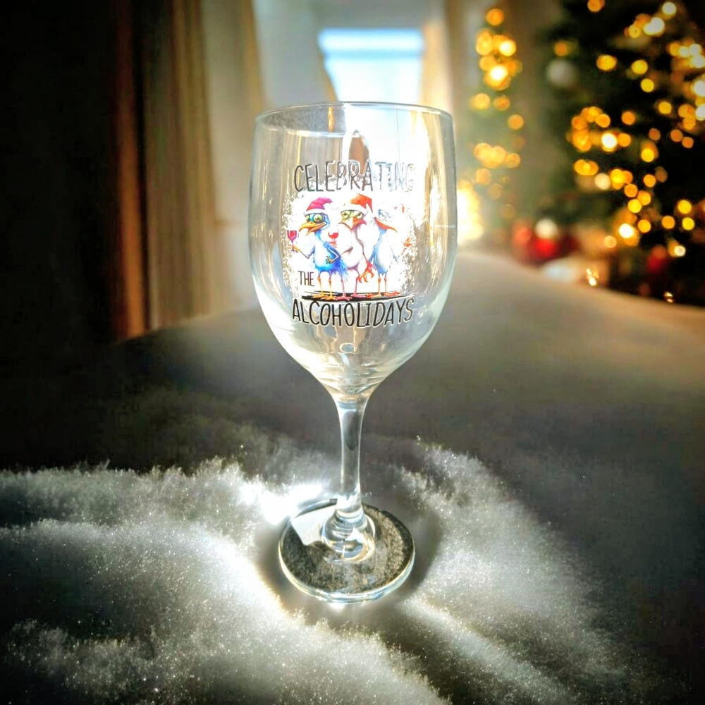 Hand Crafted Festive Wine Glass with Colorful Design